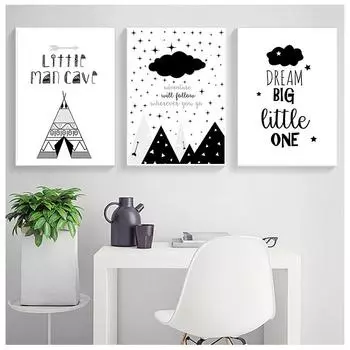 Мультфильм детский сад цитаты холст искусство плакат эстамп живопись черный и белый 21cm30cm NoFrame