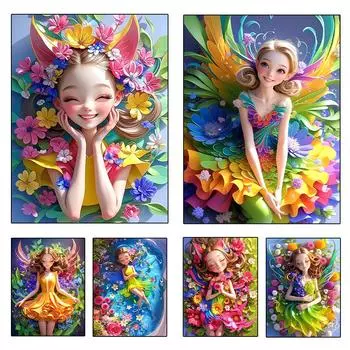 Мультфильм Девушка Алмазная Картина Полный Набор Сказочные Украшения Cyoss Вышивка Круглый Квадратный Мозаичный Цветок 5d Diy Домашнее Украшение Full Round 20x30CM