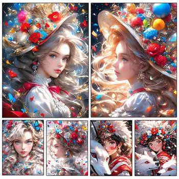 Мультфильм Девушка Алмазный Рисунок Животное Полный Круг Квадрат Алмазная Мозаика 5DDIY Вышивка Искусство Домашнее Настенное Украшение Ручной Работы Подарок Full Round 20x30CM