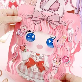 Мультфильм DIY бумажные прически игрушка Монтессори идол стиль дизайнер игрушка девушки парикмахер игрушка дети фиолетовый