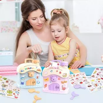 Мультфильм DIY Наклейки Копилка С Наклейкой Кавайи Большая Емкость Милый Маленький Дом Ключ Копилка Коробка Для Хранения Праздничные Подарки Ребенку