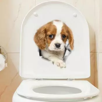 Мультфильм домашнее животное моделирование 3D весело щенок наклейки на стену холодильник туалет автомобиль DIY украшения 1Pcs