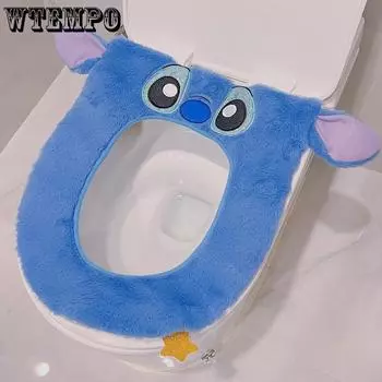 Мультфильм Домашний туалет Сиденье Подушка Имитация Кролик Волосы Стежок Туалет Стиральная машина Утолщенная circular синий