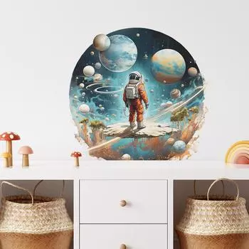 Мультфильм Фэнтези Космос Планета Астронавт Детская Спальня Фон Украшения Украшение Стены Наклейки 30*60CM*2PCS/fun-b23