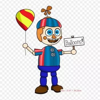 Мультфильм Fnaf Balloon Boy Five Nights At Freddy s 2 Balloon Boy Hoax Железные переводные картинки для одежды Футболка Сумка Теплопередающие наклейки Утюг на заплатках