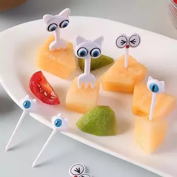 Мультфильм Фрукты Вилка Зубочистки Симпатичные животные Выбор еды Мини-ланч-бокс Декорати 8PCS