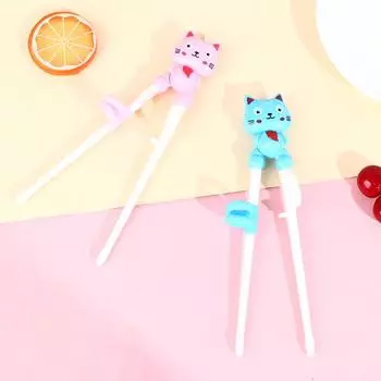 Мультфильм Голова Животного Палочками Для Еды Дети Обучение Малыша Обучаются Палочками Для Еды синий