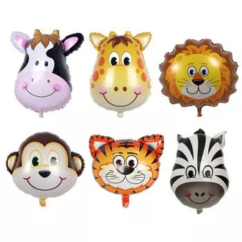 Мультфильм голова животного воздушный шар из алюминиевой фольги свадебный декор детский день рождения украшение