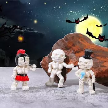Мультфильм Хэллоуин Скелет Миниатюрная Фигурка Маленький Орнамент Творческий DIY Украшения Для Дома Аксессуары Подарки На Хэллоуин