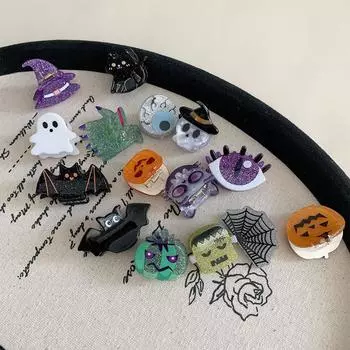Мультфильм Хэллоуин тыква призрак волос коготь милый паук летучая мышь заколка для волос для женщин девочек универсальный смешной маленький акула заколка подарки 15