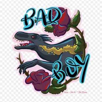 Мультфильм Индоминус Рекс Тираннозавр Рекс Утюг на теплопередаче Печать Виниловые нашивки Наклейка для одежды DIY Аппликации Моющиеся нашивки