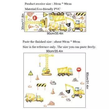 Мультфильм Инженерная машина Узор Наклейка На Стену Мальчик Детская Комната Фон Украшения Фреска Домашний Декор Самоклеящиеся Обои A