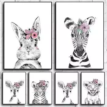 Мультфильм картина холст плакат детский сад детская комната диван стены книги по искусству украшения дома 21cm30cm NoFrame