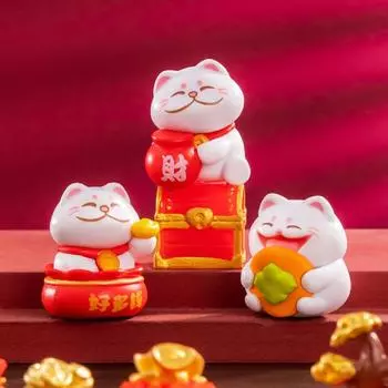 Мультфильм Kawaii Lucky Cat Модель Куклы Фигурки животных Миниатюрные украшения для ландшафта Поделки Украшения для дома Аксессуары Подарки