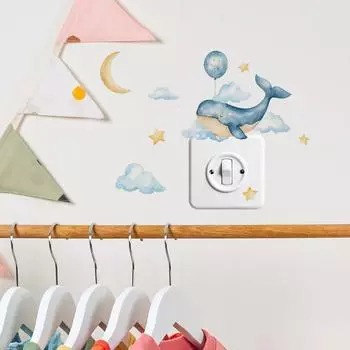 Мультфильм Кит Облако Спальня Гостиная Кабинет Переключатель Палка Домашнее Украшение Наклейка На Стену 13*16CM/fun-kg103