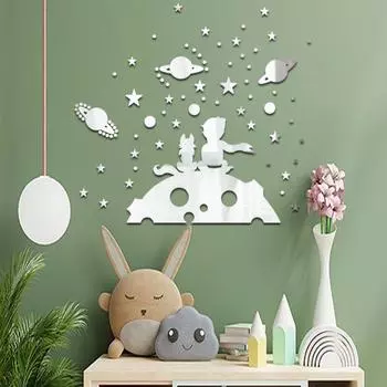 Мультфильм Космический Партнер Зеркало Настенная Наклейка Гостиная Спальня Настенное Украшение Ванная Комната Покрытие Уродство Самоклеящаяся Водонепроницаемая