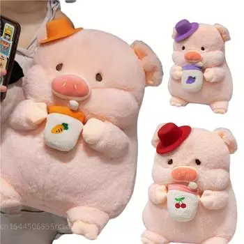 Мультфильм Косплей Джентльмен Элегантный Фруктовый Молочный Чай Свинья Плюшевая Кукла Подушка Морковь Виноград Вишня Молочный Чай Свинья Плюшевая Игрушка Домашний Декор about 35cm