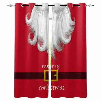 Мультфильм Красный Санта-Клаус Рождественский колокольчик оконные шторы для детей Спальня Гостиная Ванная комната Кухня Дверь Холл Домашний декор 2P W50 X H130(CM)X2&Hook