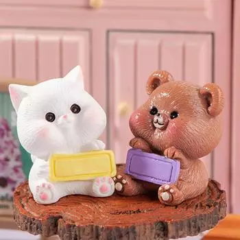 Мультфильм Кролик Медведь Свинья Кошка Поднятие Знака Орнамент Автомобиль Домашнее Украшение Рабочего Стола жёлтый