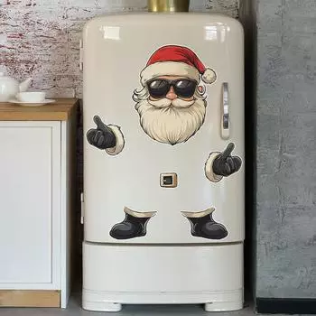 Мультфильм Крутой Санта Наклейка на холодильник Кухня Атмосфера Декоративная Лежащая Наклейка Самоклеящаяся 35*44CM/fun-f348 914