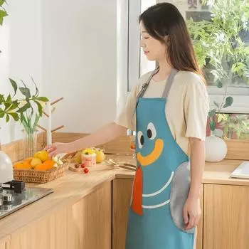Мультфильм Кухонный Фартук Водонепроницаемый Кулинарный Фартук Креативный Безрукавный Фартук Для Взрослых зелёный