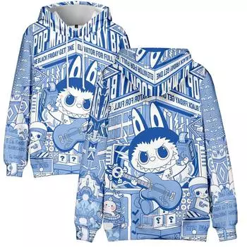 Мультфильм LABUBU Мужские Женские Толстовки Осенние Повседневные Пуловеры Толстовки С Капюшоном Модные Хип-Хоп Толстовки Одежда XS