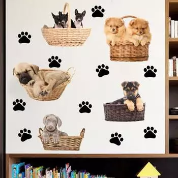 Мультфильм лапа собака щенок съемные обои стикер стены DIY наклейка декор детской комнаты