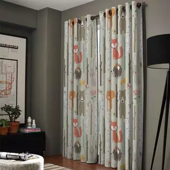 Мультфильм Лес Животное Дерево Лиса Медведь Кролик Ребенок Шторы на окна Шторы для гостиной Декоративные элементы Гостиная 135W x 60H(cm)