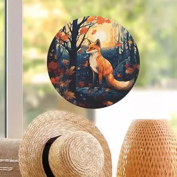 Мультфильм Лиса Круглое Стеклянное Окно Украшения Наклейки На Стены Украшения Дома 28*28CM/fun-f78