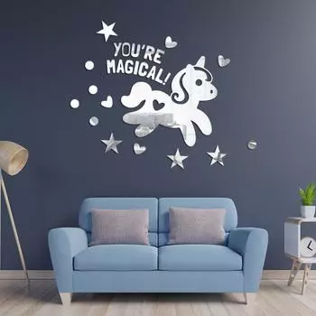 Мультфильм любовь пони акриловое зеркало настенная наклейка детская комната украшение стены детской комнаты водонепроницаемая наклейка