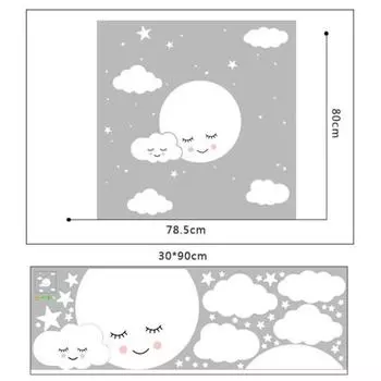 Мультфильм Луна Звезда Облако Стикер Стены Съемные Детские Комнаты Фреска Наклейка Главная