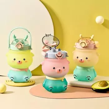 Мультфильм матовый милый олень пластиковая чашка для воды держатель для мобильного телефона двойной напиток большая чашка для живота милая портативная красивая чашка с соломинкой 1120ML розовый