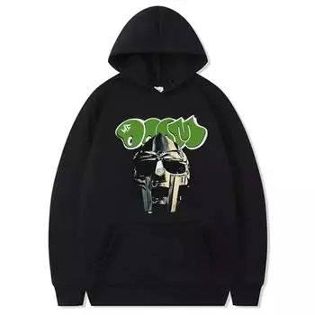 Мультфильм Mf Doom Толстовка Женская Унисекс Толстовка Длинный Рукав Пуловеры Толстовки С Капюшоном Зимняя Уличная Одежда Harajuku Топы L чёрный