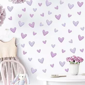 Мультфильм Милая Девушка Фиолетовый Любовь Самоклеящаяся Наклейка На Стену Спальня Гостиная Комната Украшения Наклейка Ins Декор Комнаты Эстетика