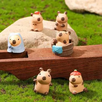 Мультфильм Милая Капибара Мини Украшения Миниатюрные Фигурки Творческие Украшения Для Дома Сделай Сам Аксессуары Кавайные Украшения Для Рабочего Стола Подарок A1
