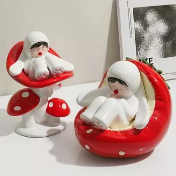 Мультфильм Милая Клубника Девочка Украшения Гостиная Вход Детская Комната Настольные Украшения Дома Подарки для Девочек