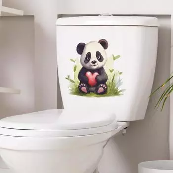 Мультфильм Милая Маленькая Панда Любовь Туалет с Ванная Комната Украшения Дома Наклейки На Стены 25*29CM/fun-m7