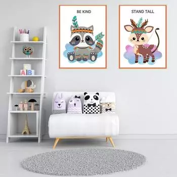 Мультфильм Милое животное Пятнистый олень Кролик Детская Настенная Живопись Холст Картины Плакаты И Принты Настенные Картины Детская Комната Без Рамки 21*30cm No Frame