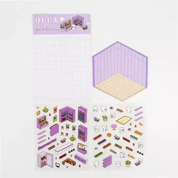 Мультфильм Милые 3D DIY Ландшафтные наклейки Миниатюрные сцены Визуальные стековые наклейки Творческие DIY Украшения Наклейки Подарки