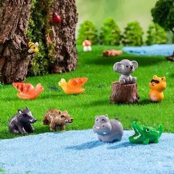 Мультфильм Милые Маленькие Животные Миниатюрная Фигурка Пейзаж Украшения Настольные Украшения Поделки Творческие Украшения Для Дома Подарки A8