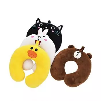 Мультфильм милый бурый медведь U подушка PP хлопок подушка для шеи подушка для путешествий и офиса 30*30cm чёрный