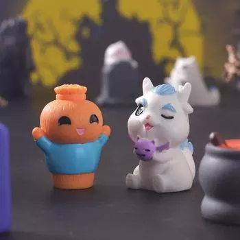 Мультфильм милый Хэллоуин Лунг тыква летучая мышь мини фигурки миниатюрный настольный автомобиль маленький орнамент DIY украшения аксессуары подарки