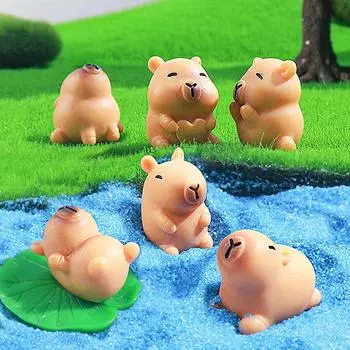 Мультфильм милый Капибара Имитация животных Модель Мини Капибара Фигурки Домашнее украшение Дети Подарки Микро Ландшафтные украшения