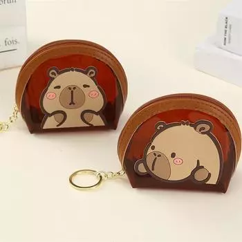Мультфильм милый Капибара ПВХ кошелек для монет девушка портативная помада наушники большая емкость прозрачный мешок для хранения брелок кулон подарок A1