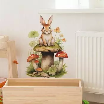 Мультфильм милый кролик гриб цветы детская спальня гостиная настенные украшения настенные наклейки 28*39CM/fun-f5