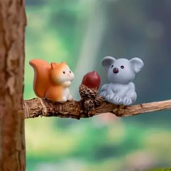Мультфильм милый кролик лягушка свинья лиса животные фигурка миниатюрный пейзаж настольный орнамент смола ремесло домашний офис украшение A3