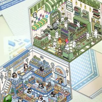 Мультфильм милый миниатюрный домик своими руками сцена укладка и наклеивание сцены 3D ландшафтные наклейки ручной счет милый подарок для ребенка as the picture