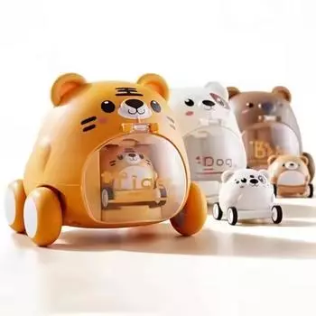 Мультфильм милый питомец катапульта инерционные машины транспортные средства детские игрушки родитель ребенок интерактивные ABS модель автомобиля игрушки Tiger