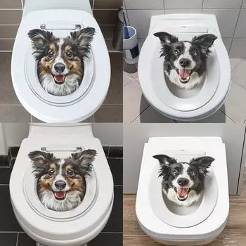 Мультфильм милый собачий туалет с ванной комнатой украшение для дома настенная наклейка 29*29CM/fun-m136