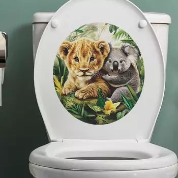 Мультфильм милый тигр коала ванная комната туалет с наклейками для украшения дома 35*39CM/fun-m233